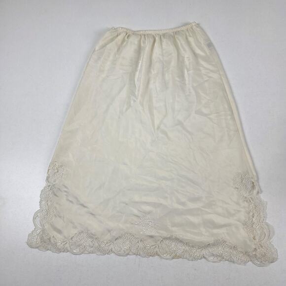 VINTAGE Christian Dior Half Slip Womens Small 27 Inch Ivory Lace Trim Made USA - Picture 1 of 15